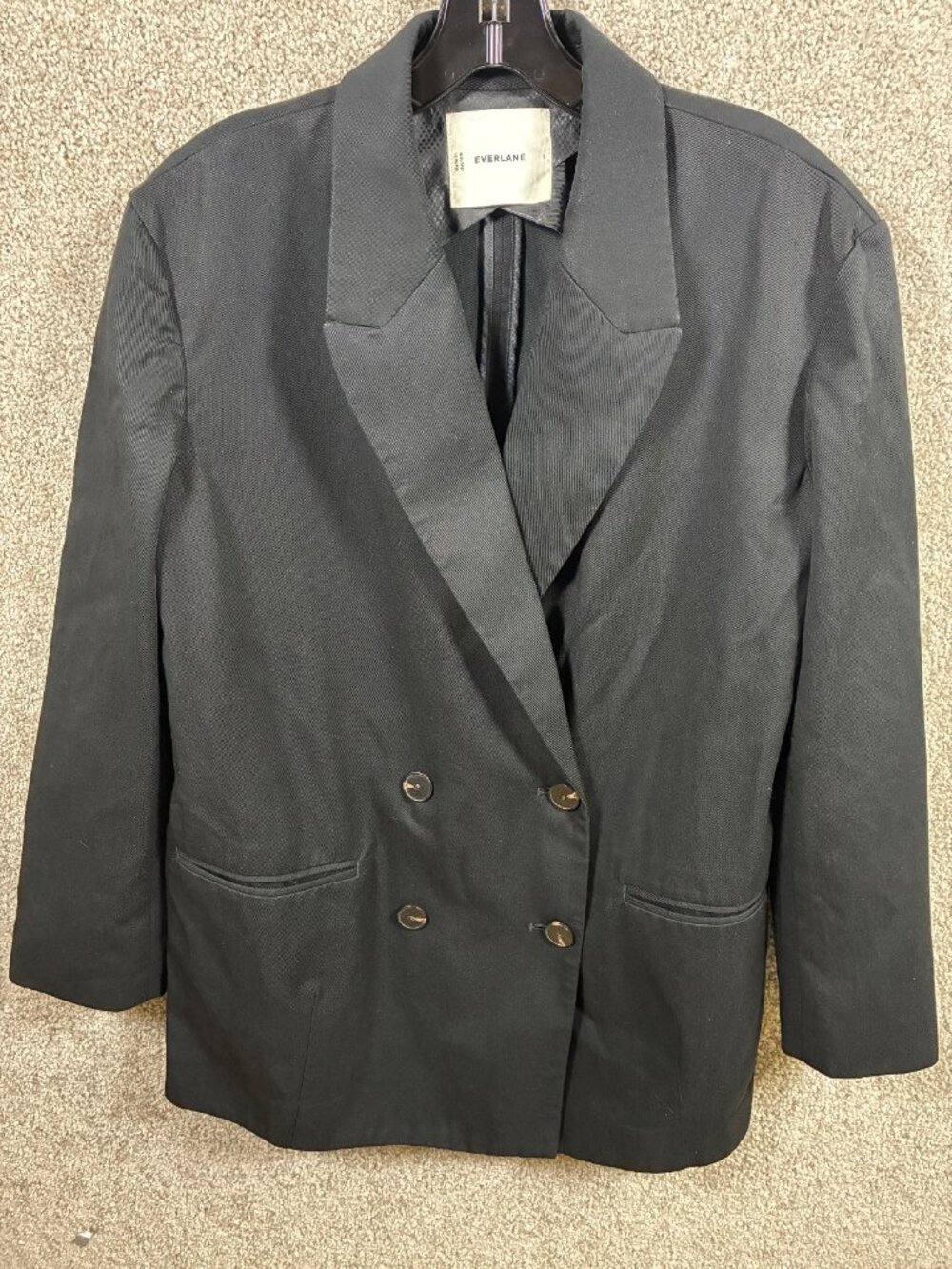 Everlane Blazer Size 4 Black Double Breasted Oversized Peak Lapel Jacket Classic